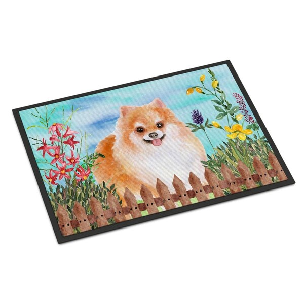 Carolines Treasures Pomeranian No.2 Spring Indoor or Outdoor Mat - 24 x 36 in. CK1278JMAT - main